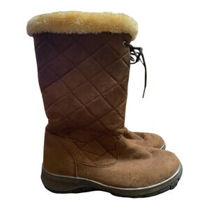 Itasca Brown Winter Rain Boots with Lace-Up Closure and Cushioned Collar 9